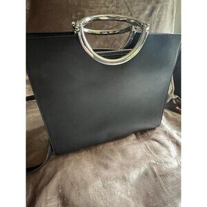 BCBGeneration Crossbody Ring Handle Satchel BLACK & SILVER , SEE PHOTOS NICE